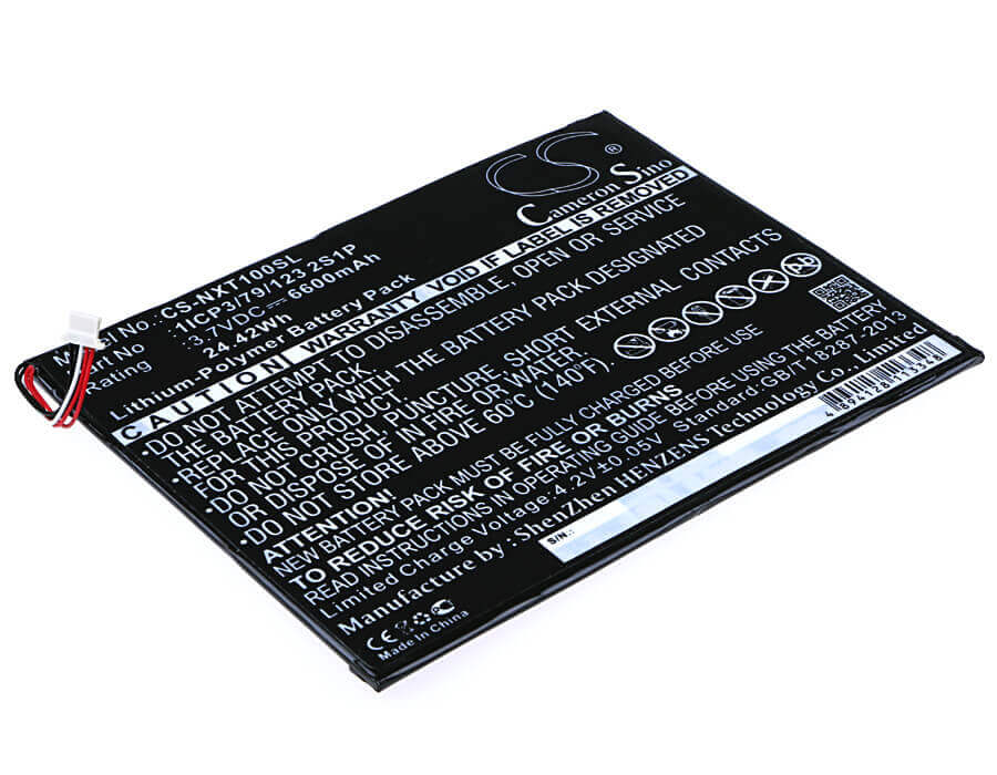3.7V, Li-Polymer, 6600mAh, Tablet battery fits Nextbook, 1icp3/79/123 2s1p, Nextbook 10", Nxw10qc32g, 24.42Wh Tablet Cameron Sino Technology Limited