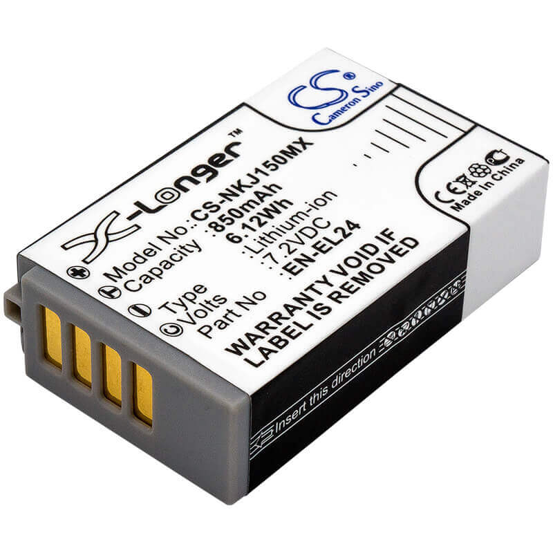 7.2V, Li-ion, 850mAh, Camera battery fits Nikon, En-el24, 1 J5, 6.12Wh Camera Cameron Sino Technology Limited (Camera)