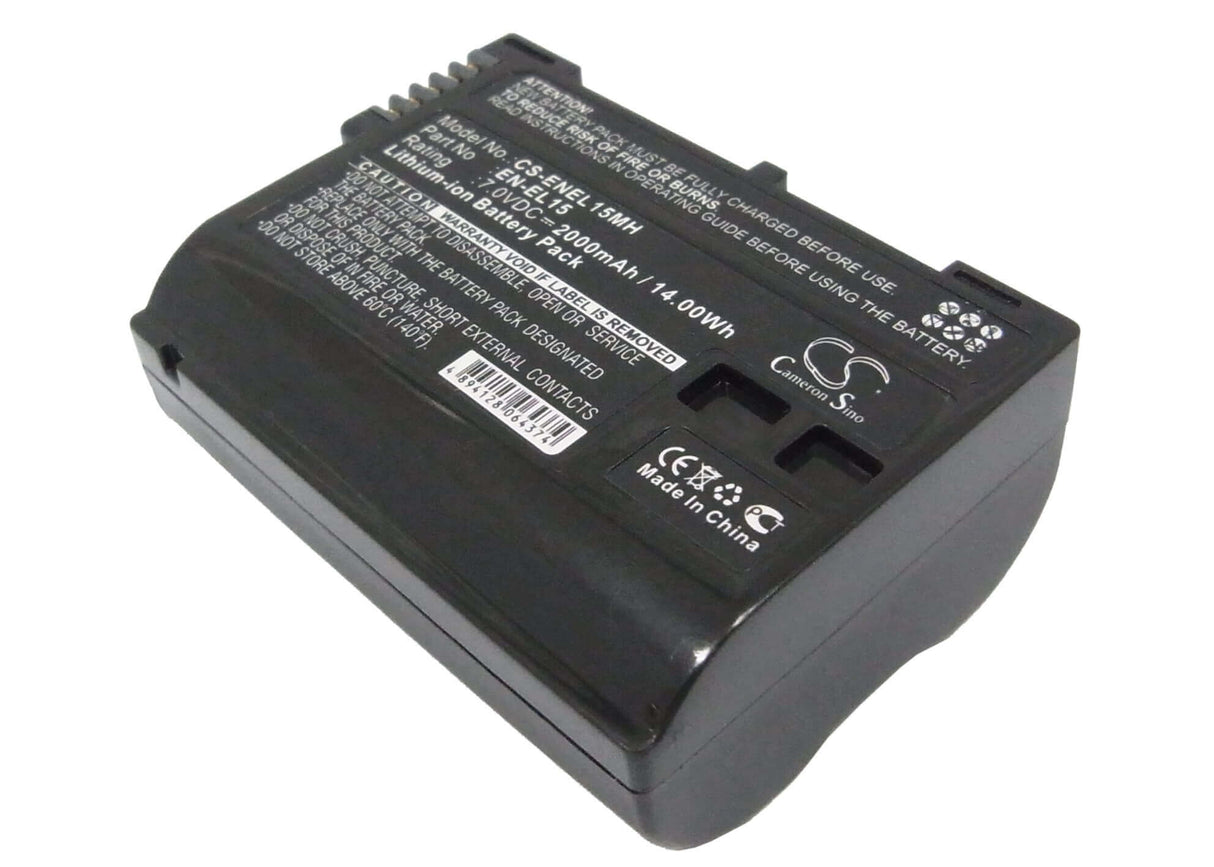 7.0V, Li-ion, 2000mAh, Camera battery fits Nikon, En-el15, 1 V1, Coolpix D7000, 14Wh Camera Cameron Sino Technology Limited (Camera)