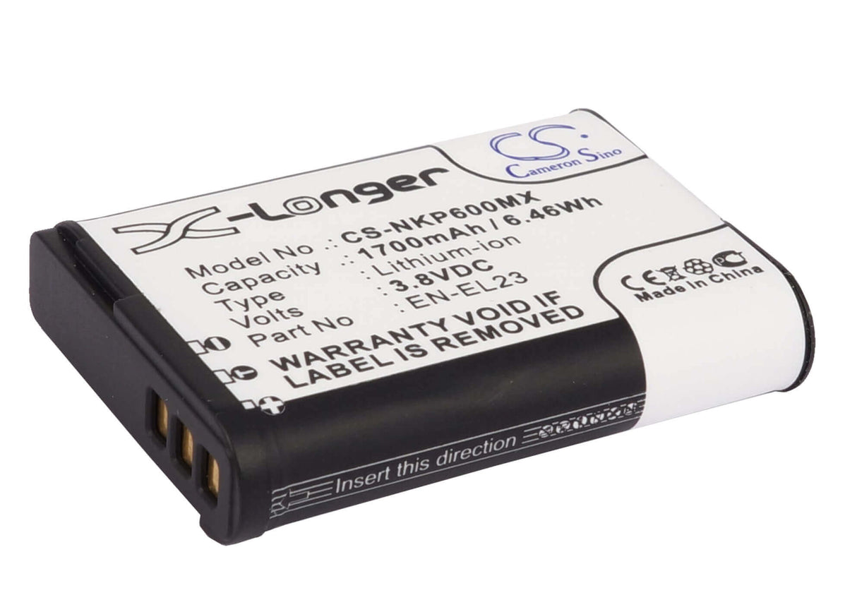 3.8V, Li-ion, 1700mAh, Camera battery fits Nikon, En-el23, Coolpix P600, Coolpix P610, 6.46Wh Camera Cameron Sino Technology Limited (Camera)