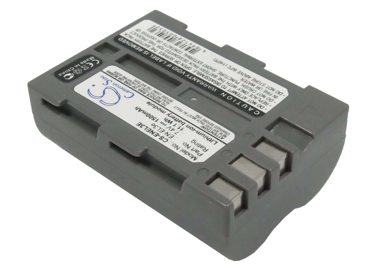7.4V, Li-ion, 1500mAh, Camera battery fits Nikon, En-el3e, D100, D200, 11.1Wh Camera Cameron Sino Technology Limited (Camera)