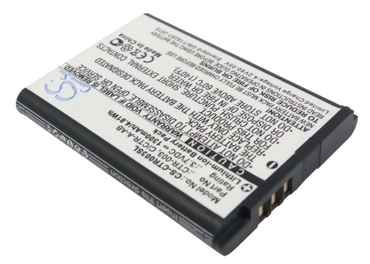 3.7V, Li-ion, 1300mAh, Game Console battery fits Nintendo, C/ctr-a-ab, 2ds Xl, 3ds, 4.81Wh Game Console Cameron Sino Technology Limited