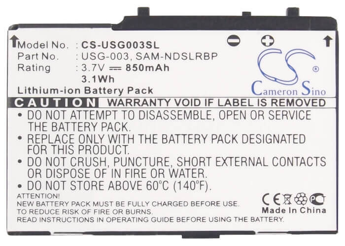 3.7V, Li-ion, 850mAh, Game Console battery fits Nintendo, C/usg-a-bp-eur, Ds, Ds Lite, 3.1Wh Game Console Cameron Sino Technology Limited