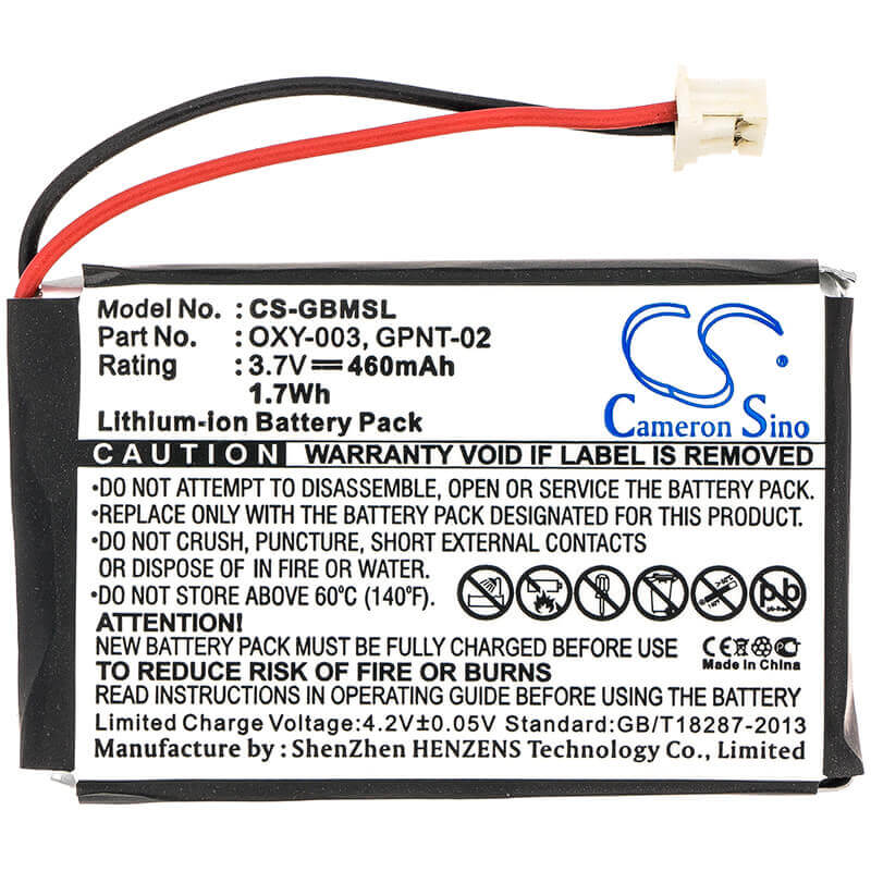 3,7V, Li-Polymère, 460mAh, Batterie de console de jeu compatible avec Nintendo, Gpnt-02, Game Boy Micro, Oxy-001, 1,70Wh Console de jeu Cameron Sino Technology Limited