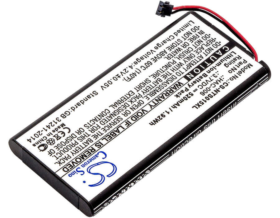 3,7V, Li-ion, 520mAh, Batterie de console de jeu compatible avec Nintendo, Hac-006, Hac-015, Hac-016, 1,92Wh Console de jeu Cameron Sino Technology Limited