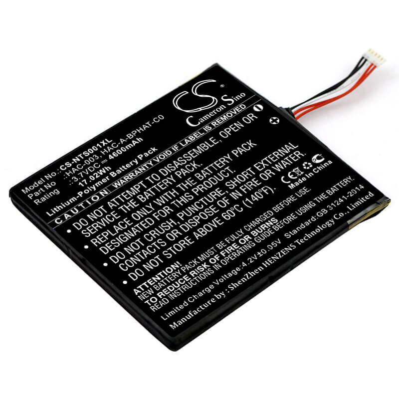 3.7V, Li-Polymère, 4600mAh, batterie de console de jeu compatible avec Nintendo, Hac-003, Hac-s-jp/eu-c0, Switch Hac-001, 17.02Wh Console de jeu Cameron Sino Technology Limited