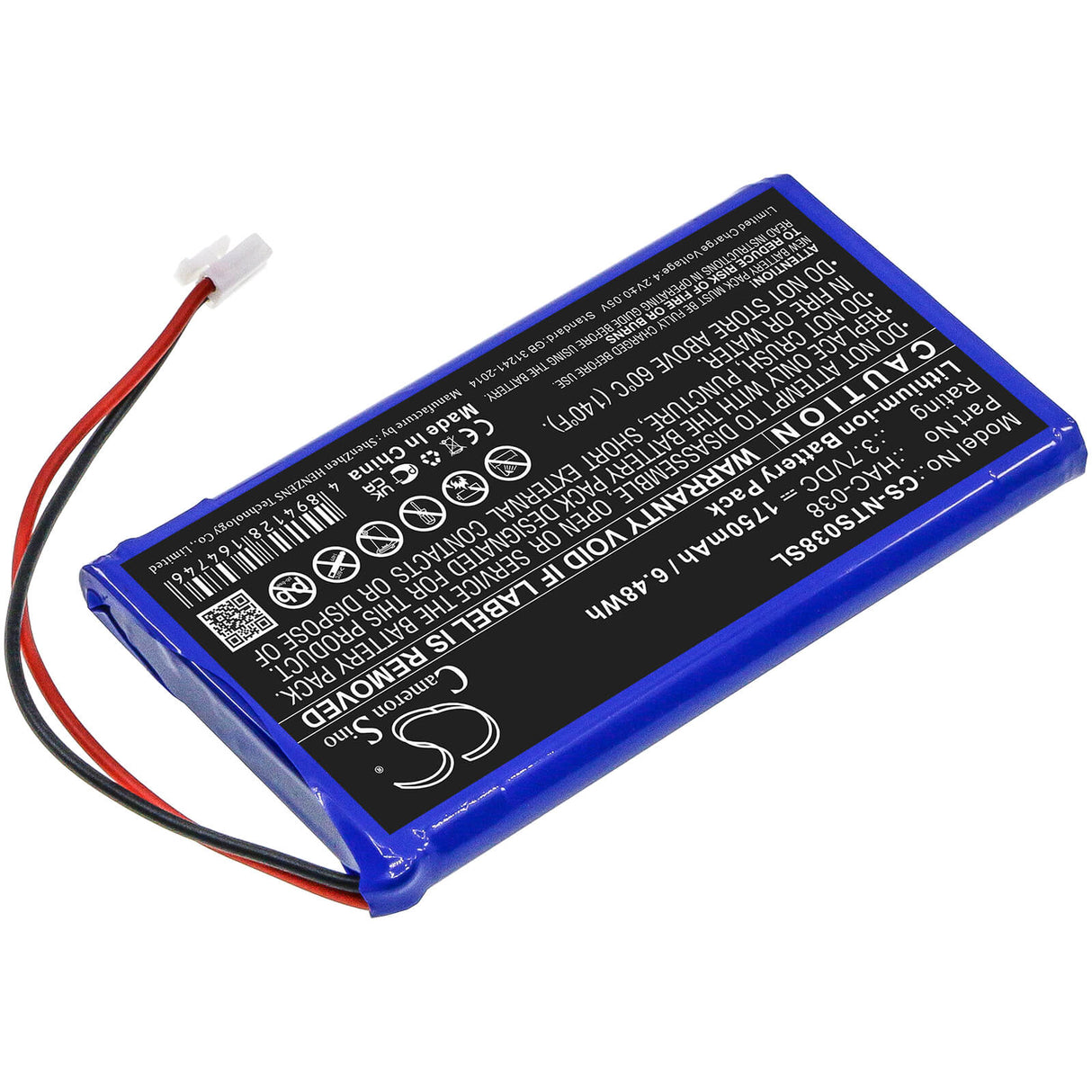 3,7V, Li-ion, 1750mAh, batterie de console de jeu compatible avec Nintendo, Hac-038, Home Circuit, Mario Kart Live, 6,48Wh Console de jeu Cameron Sino Technology Limited