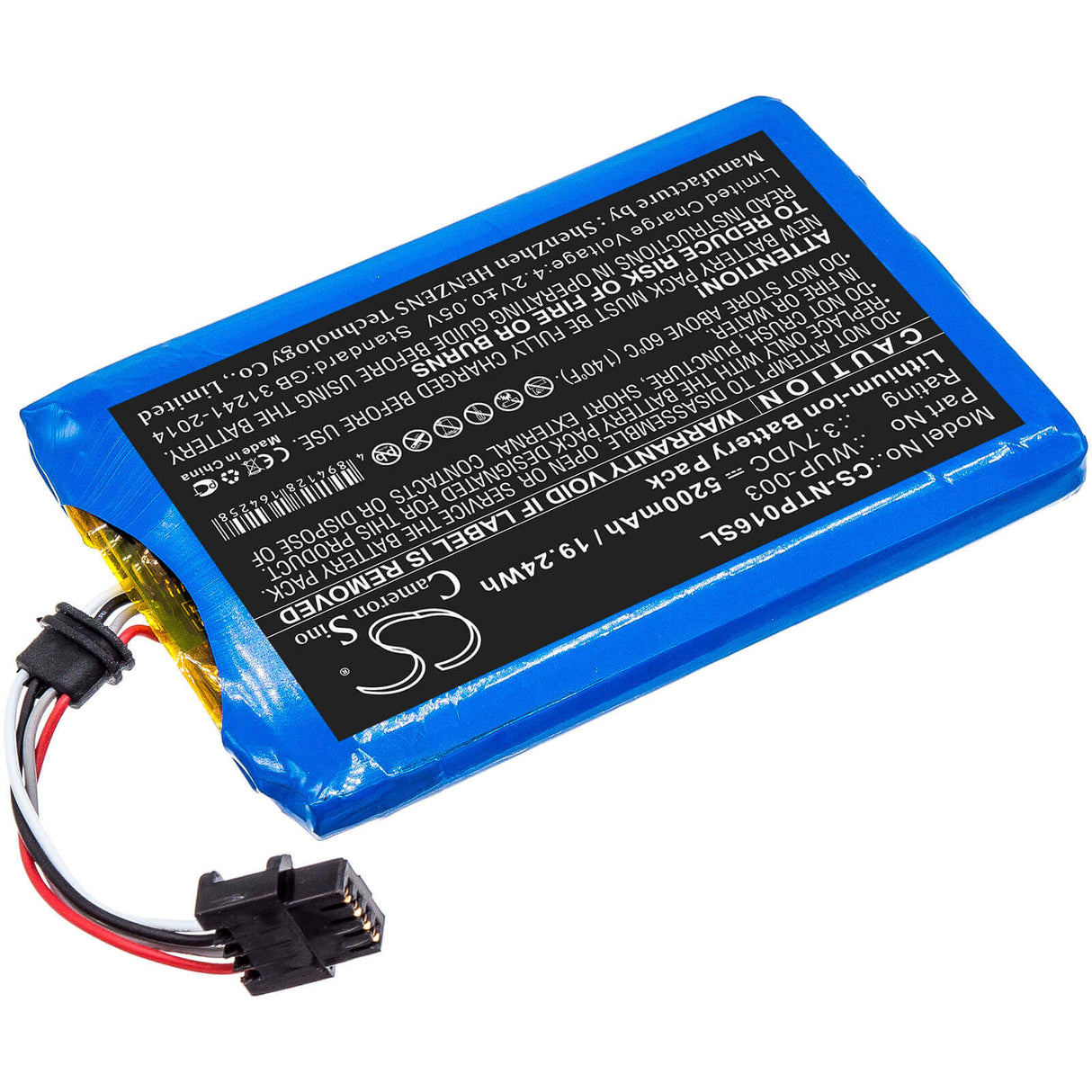 3,7V, Li-ion, 5200mAh, batterie de console de jeu compatible avec Nintendo, Wup-003, Wii U Gamepad Wup-003, 19,24Wh Console de jeu Cameron Sino Technology Limited