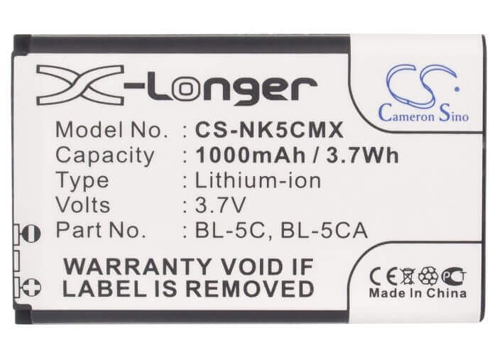 Battery For Nokia 1100, 1101, 1110 3.7v, 1000mah - 3.70wh BabyPhone Cameron Sino Technology Limited