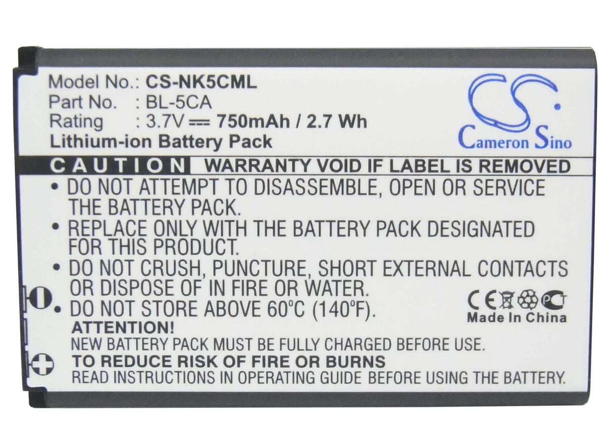 Barcode Scanner Battery For Nokia 1100, 1101, 1110 3.7v, 750mah - 2.78wh Barcode Scanner Cameron Sino Technology Limited