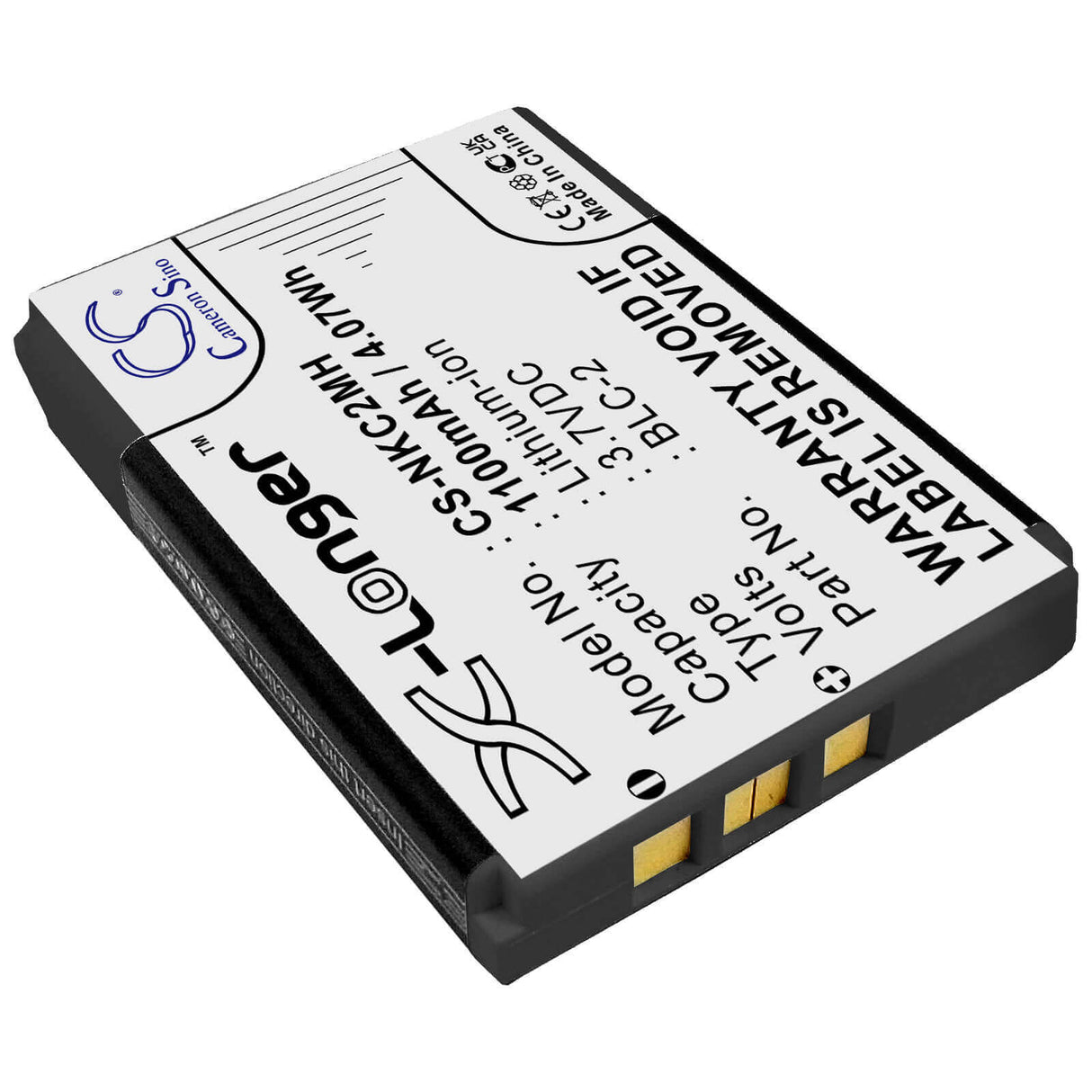 3,7V, Li-ion, 1100mAh, batterie de smartphone compatible avec Nokia, Blc-1, 1220, 1221, 4,07Wh Mobile, Smartphone Cameron Sino Technology Limited (Smartphone)
