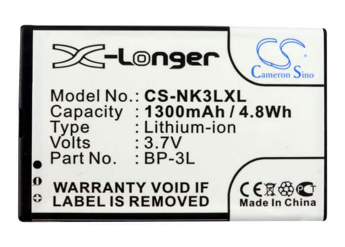 3.7V, Li-ion, 1300mAh, batterie de smartphone compatible avec Nokia, Myphone, Bp-3l, 1080, 9010, 4.81Wh Mobile, Smartphone Cameron Sino Technology Limited (Smartphone)