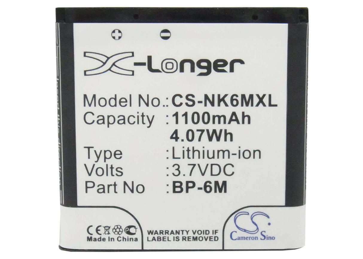 3,7V, Li-ion, 1100mAh, batterie pour smartphone compatible avec Nokia, Mobiado, Bp-6m, Lucido, Luminoso, 4,07Wh Mobile, Smartphone Cameron Sino Technology Limited (Smartphone)
