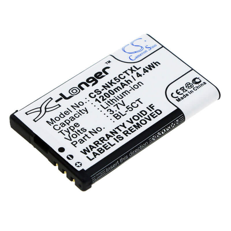 3.7V, Li-ion, 1200mAh, SmartPhone battery fits Nokia, Bl-5ct, 5220, 5220 Xpressmusic, 4.44Wh Mobile, SmartPhone Cameron Sino Technology Limited (Smartphone)