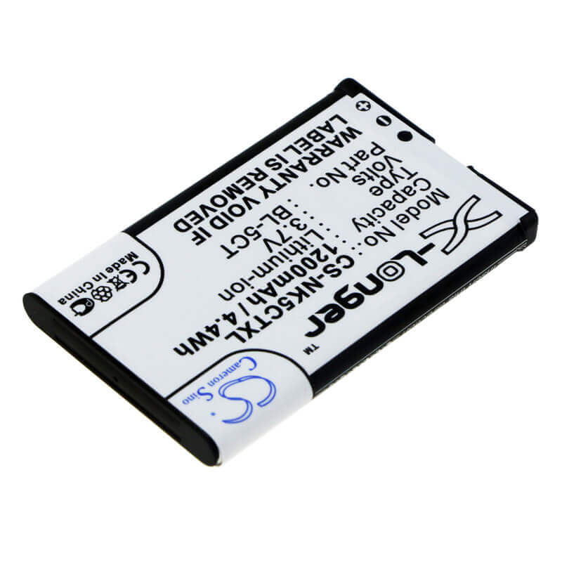 3.7V, Li-ion, 1200mAh, SmartPhone battery fits Nokia, Bl-5ct, 5220, 5220 Xpressmusic, 4.44Wh Mobile, SmartPhone Cameron Sino Technology Limited (Smartphone)