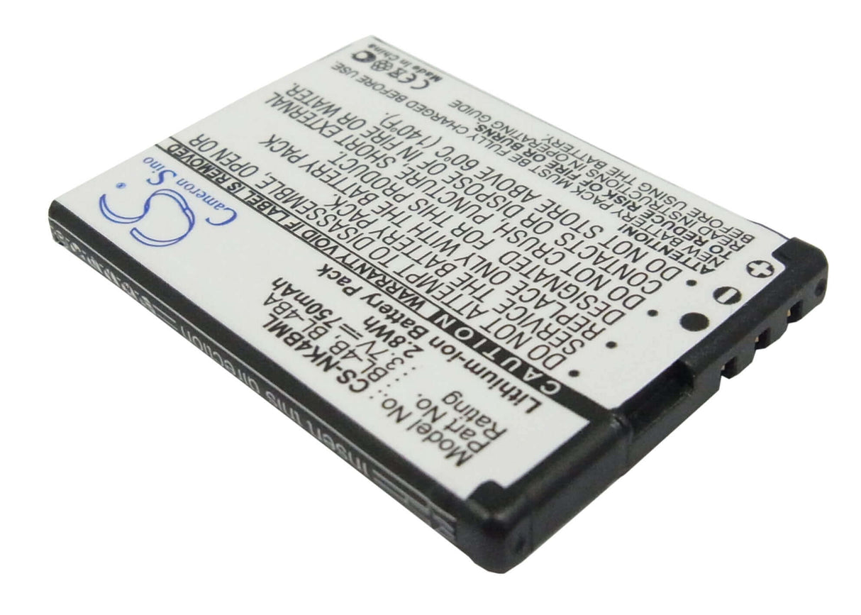 3.7V, Li-ion, 750mAh, SmartPhone battery fits Nokia, Bl-4b, 1606, 2505, 2.78Wh Mobile, SmartPhone Cameron Sino Technology Limited (Smartphone)