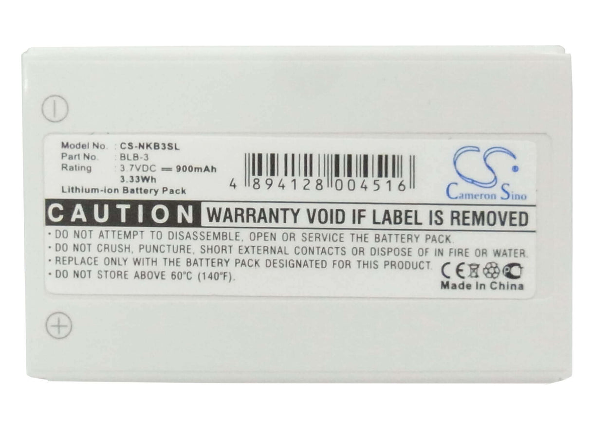 3.7V, Li-ion, 900mAh, SmartPhone battery fits Nokia, Blb-3, 6340, 6340i, 3.33Wh Mobile, SmartPhone Cameron Sino Technology Limited (Smartphone)