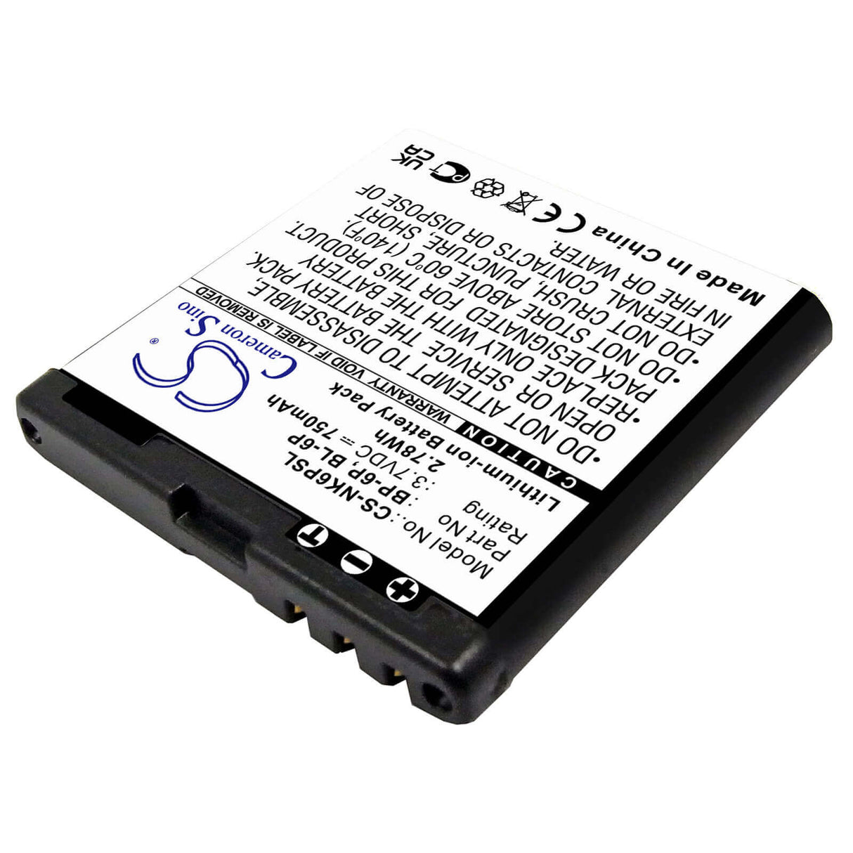 3.7V, Li-ion, 750mAh, SmartPhone battery fits Mobiado, Seecode, Nokia, Bl-6p, Professional 105 Damascus, Professional 105clb, 2.78Wh Mobile, SmartPhone Cameron Sino Technology Limited (Smartphone)