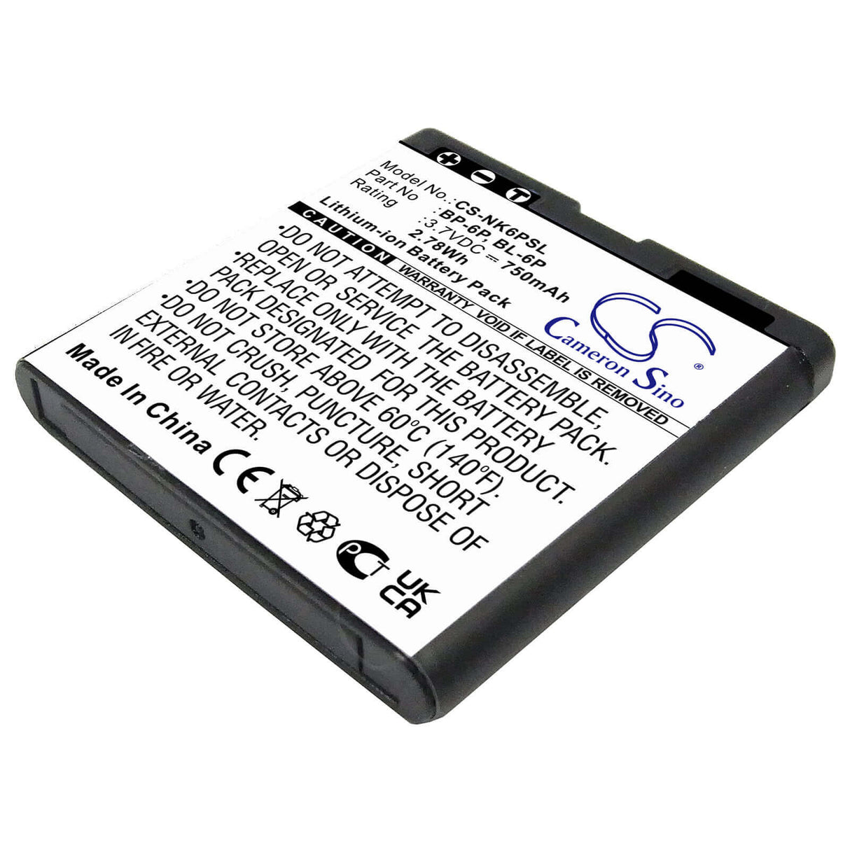 3.7V, Li-ion, 750mAh, SmartPhone battery fits Mobiado, Seecode, Nokia, Bl-6p, Professional 105 Damascus, Professional 105clb, 2.78Wh Mobile, SmartPhone Cameron Sino Technology Limited (Smartphone)