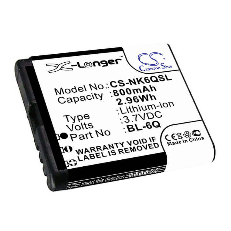 3,7V, Li-ion, 800mAh, batterie de smartphone compatible avec Mobiado, Nokia, Bl-6q, Classic 712 Stealth Le, Classic 712em, 2,96Wh Mobile, Smartphone Cameron Sino Technology Limited (Smartphone)