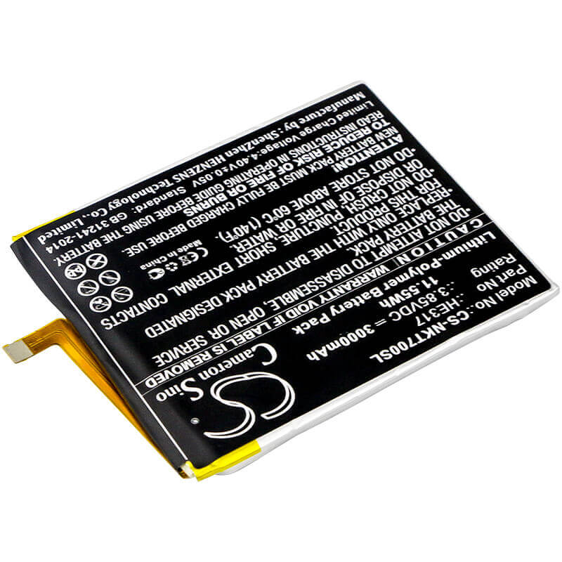 3,85V, Li-Polymer, 3000mAh, batterie de smartphone compatible avec Nokia, He317, 7, 7 Édition Premium, 11,55Wh Mobile, Smartphone Cameron Sino Technology Limited (Smartphone)