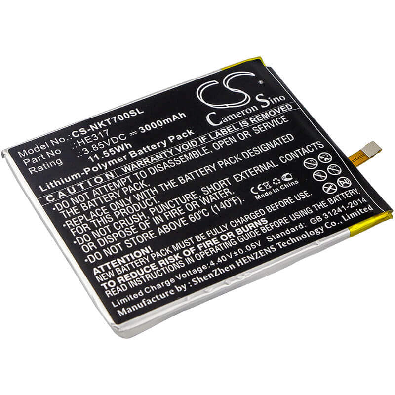 3,85V, Li-Polymer, 3000mAh, batterie de smartphone compatible avec Nokia, He317, 7, 7 Édition Premium, 11,55Wh Mobile, Smartphone Cameron Sino Technology Limited (Smartphone)