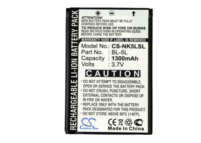 3.7V, Li-ion, 1300mAh, SmartPhone battery fits Nokia, Bp-5l, 770, 7700, 4.81Wh Mobile, SmartPhone Cameron Sino Technology Limited (Smartphone)