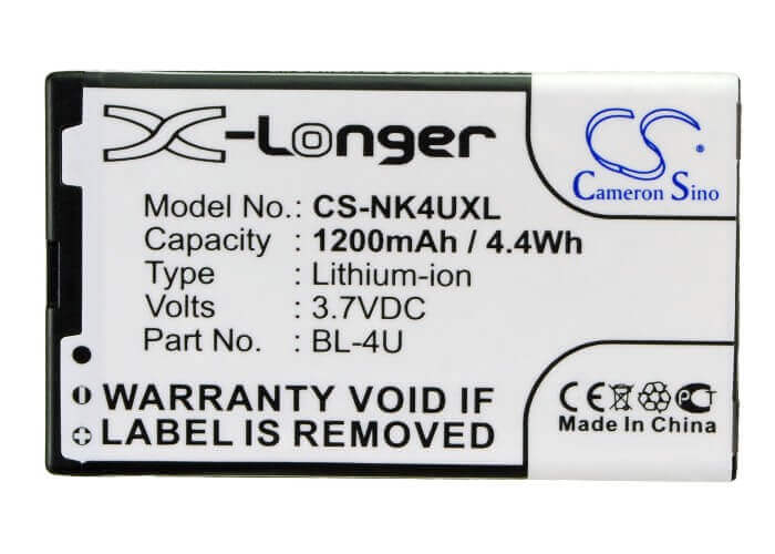 3,7V, Li-ion, 1200mAh, batterie de smartphone compatible avec Star, Nokia, Vertu, Myphone, Blu, Texet, Manta, Bl-4u, Ez2go, 4,44Wh Mobile, Smartphone Cameron Sino Technology Limited (Smartphone)