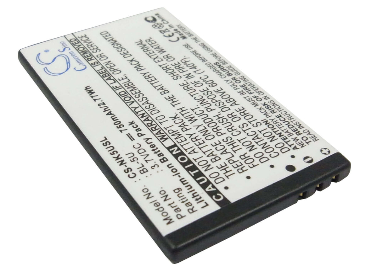3.7V, Li-ion, 750mAh, SmartPhone battery fits Nokia, Bl-5u, 8800e, 8900e, 2.78Wh Mobile, SmartPhone Cameron Sino Technology Limited (Smartphone)