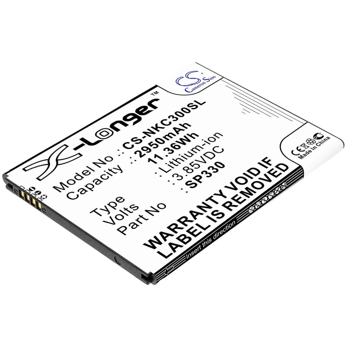 3.85V, Li-ion, 2950mAh, SmartPhone battery fits Nokia, Sp330, C3 2020, 11.36Wh Mobile, SmartPhone Cameron Sino Technology Limited (Smartphone)