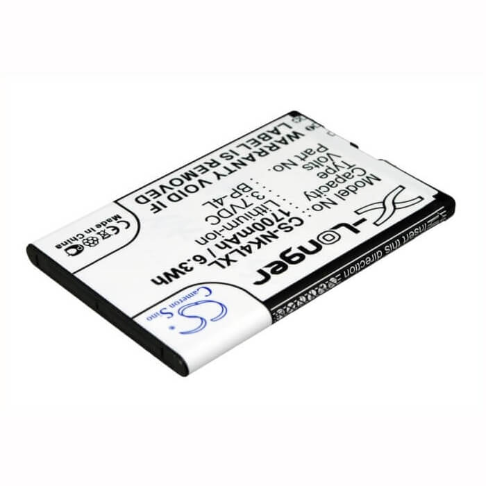 3.7V, Li-ion, 1700mAh, E-book, E-reader battery fits Knmobile, Wexler, Zalip, Ace,Zte, Bp-4l, Caracas, Caracas 2, 6.29Wh E-book, E-reader Cameron Sino Technology Limited