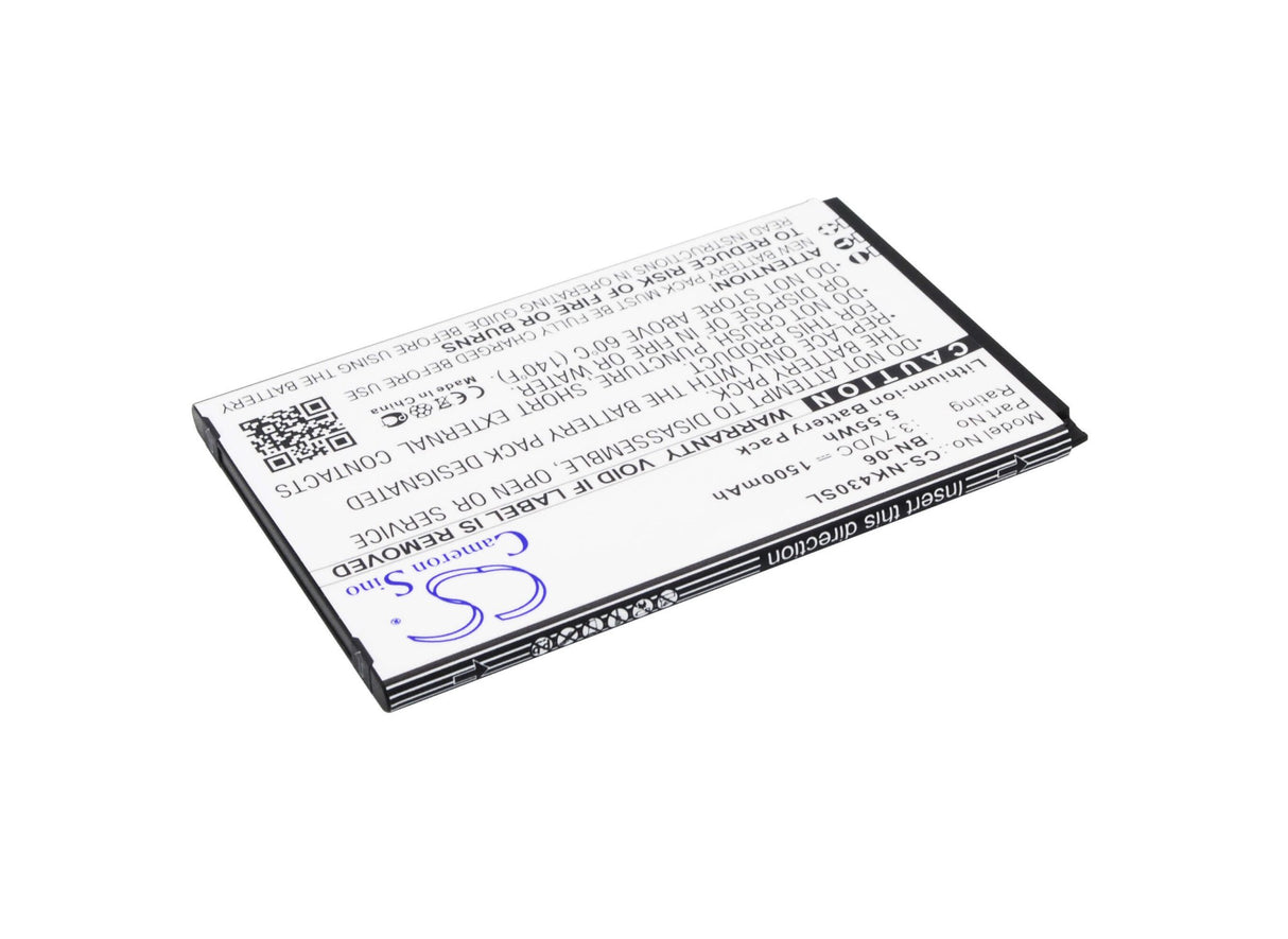 3.7V, Li-ion, 1500mAh, SmartPhone battery fits Nokia, Bn-06, Lumia 430, Lumia 430 Dual Sim, 5.55Wh Mobile, SmartPhone Cameron Sino Technology Limited (Smartphone)