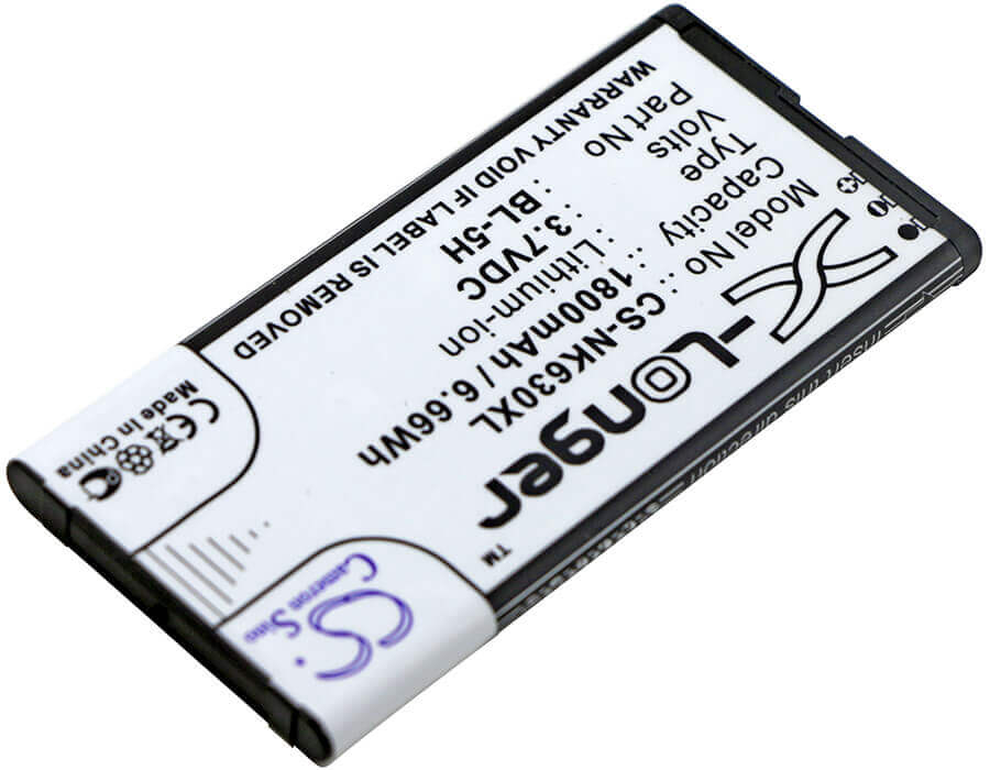 3,7V, Li-ion, 1800mAh, batterie de smartphone compatible avec Microsoft, Nokia, Bl-5h, Lumia 630, Lumia 630 Dual Sim, 6,66Wh Mobile, Smartphone Cameron Sino Technology Limited (Smartphone)
