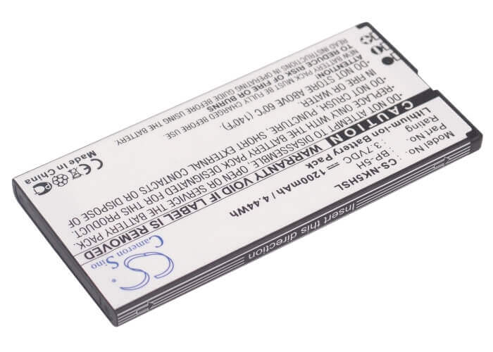 3.7V, Li-ion, 1200mAh, SmartPhone battery fits Nokia, Bp-5h, Lumia 701, 4.44Wh Mobile, SmartPhone Cameron Sino Technology Limited (Smartphone)