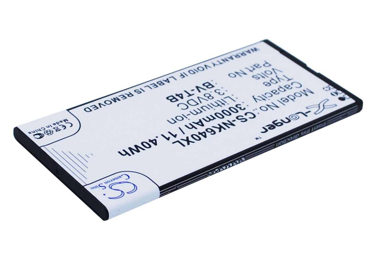 3.8V, Li-Polymer, 3000mAh, SmartPhone battery fits Microsoft, Nokia, Bv-t4b, Lumia 640 Xl, Rm-1062, 11.4Wh Mobile, SmartPhone Cameron Sino Technology Limited (Smartphone)