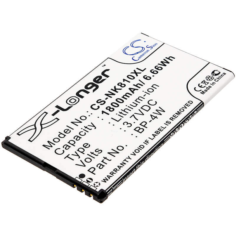 3.7V, Li-ion, 1800mAh, Batterie de smartphone compatible avec Nokia, Bp-4w, Lumia 810, Lumia 822, 6.66Wh Mobile, Smartphone Cameron Sino Technology Limited (Smartphone)