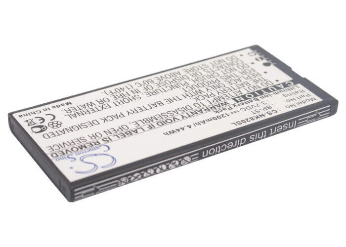 3.7V, Li-ion, 1200mAh, SmartPhone battery fits Nokia, Bp-5t, Arrow, Lumia 820, 4.44Wh Mobile, SmartPhone Cameron Sino Technology Limited (Smartphone)