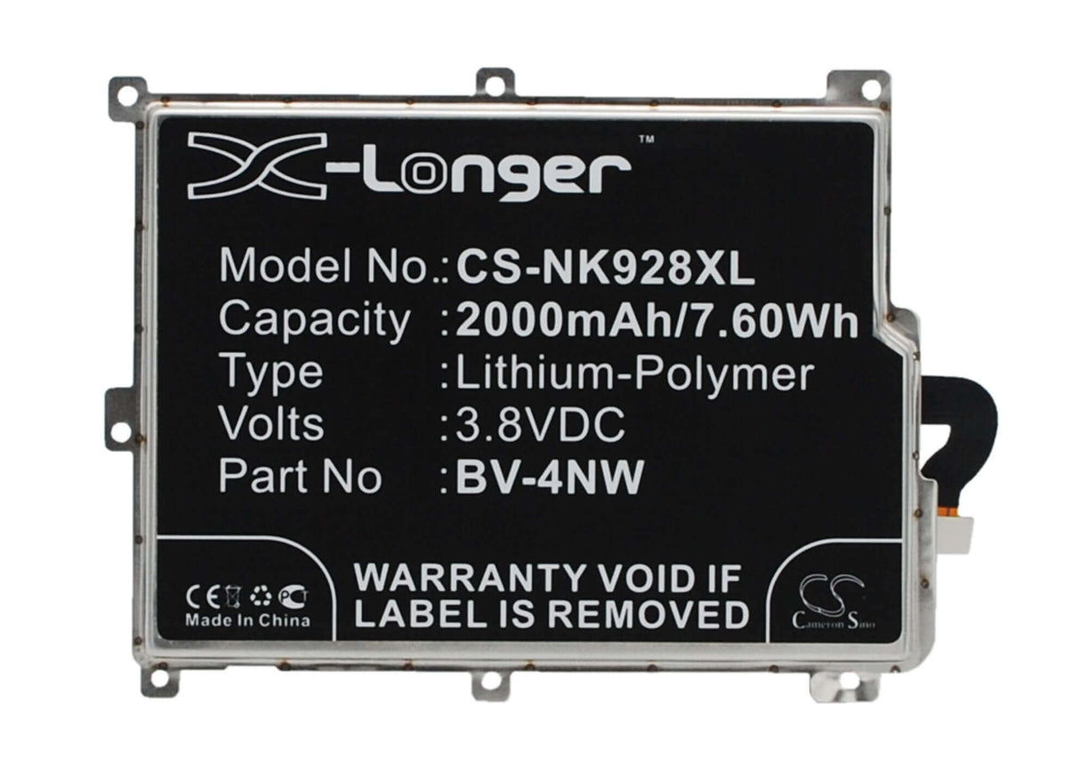 3.8V, Li-Polymer, 2000mAh, SmartPhone battery fits Microsoft, Nokia, Bv-4nw, Lumia 928, Rm5250, 7.6Wh Mobile, SmartPhone Cameron Sino Technology Limited (Smartphone)