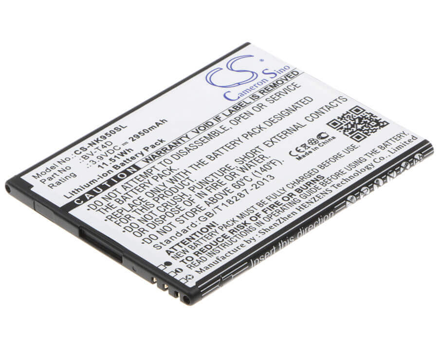 3.9V, Li-ion, 2950mAh, SmartPhone battery fits Nokia, Microsoft, Bv-t4d, Cityman, Lumia 950 Xl, 11.51Wh Mobile, SmartPhone Cameron Sino Technology Limited (Smartphone)