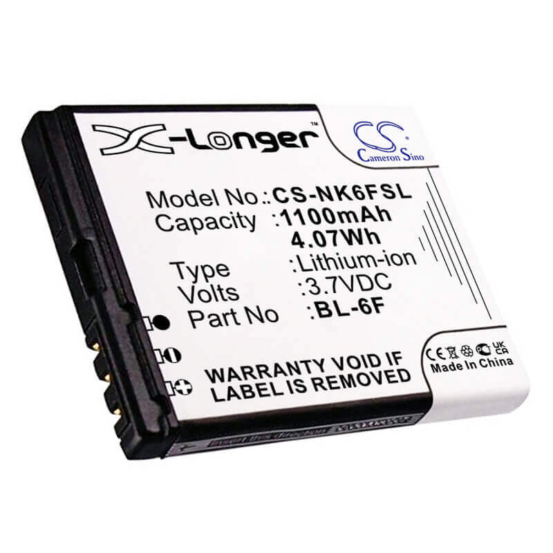 3.7V, Li-ion, 1100mAh, Batterie de smartphone compatible avec Vibo, Nokia, Blu, Bl-6f, Cubo, 4.07Wh Mobile, Smartphone Cameron Sino Technology Limited (Smartphone)