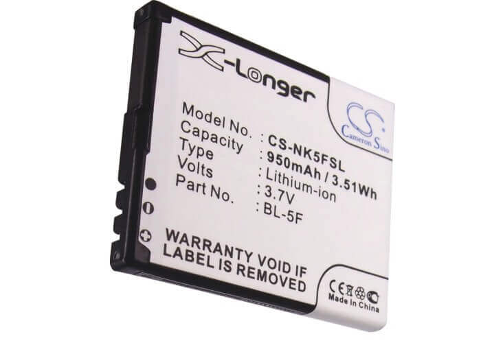 3.7V, Li-ion, 950mAh, SmartPhone battery fits Bea-fon, Nokia, Myphone, Bl-5f, S30, S31, 3.52Wh Mobile, SmartPhone Cameron Sino Technology Limited (Smartphone)
