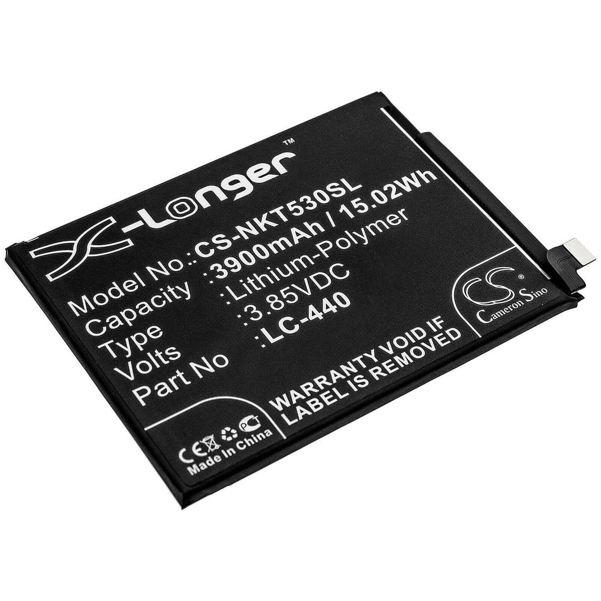 3.85V, Li-Polymer, 3900mAh, SmartPhone battery fits Nokia, Lc-440, Nokia 5.3, Ta-1234, 15.02Wh Mobile, SmartPhone Cameron Sino Technology Limited (Smartphone)