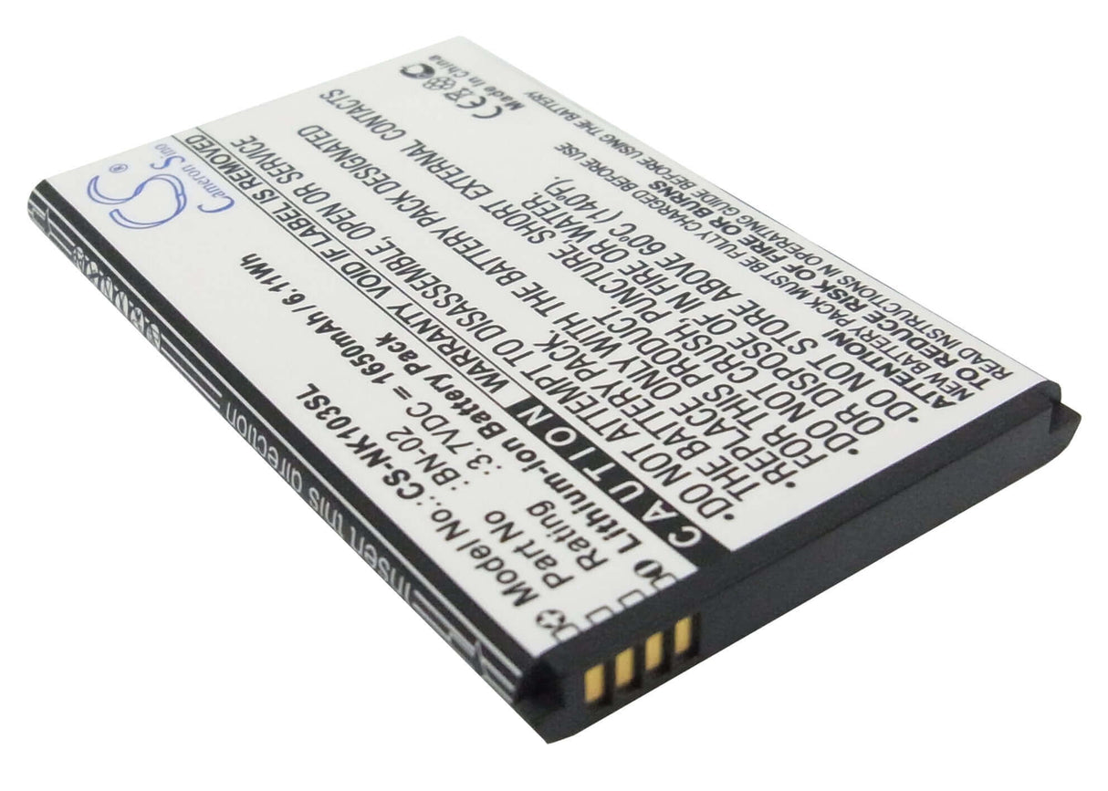 3.7V, Li-ion, 1650mAh, SmartPhone battery fits Nokia, Bn-02, Nokia Xl, Rm-1030, 6.11Wh Mobile, SmartPhone Cameron Sino Technology Limited (Smartphone)