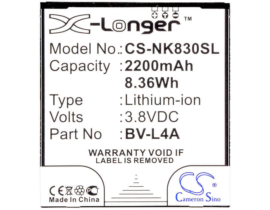 3.8V, Li-ion, 2200mAh, SmartPhone battery fits Microsoft, Nokia, Bv-l4a, Lumia 540, Lumia 540 Dual Sim, 8.36Wh Mobile, SmartPhone Cameron Sino Technology Limited (Smartphone)