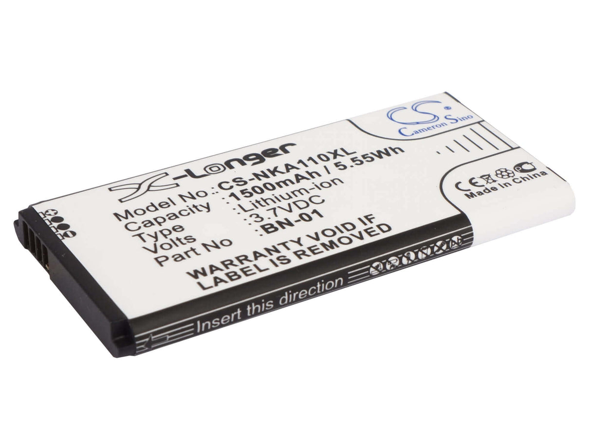 3,7V, Li-ion, 1500mAh, Batterie de smartphone compatible avec Nokia, Bn-01, A110, Normandy, 5.55Wh Mobile, Smartphone Cameron Sino Technology Limited (Smartphone)