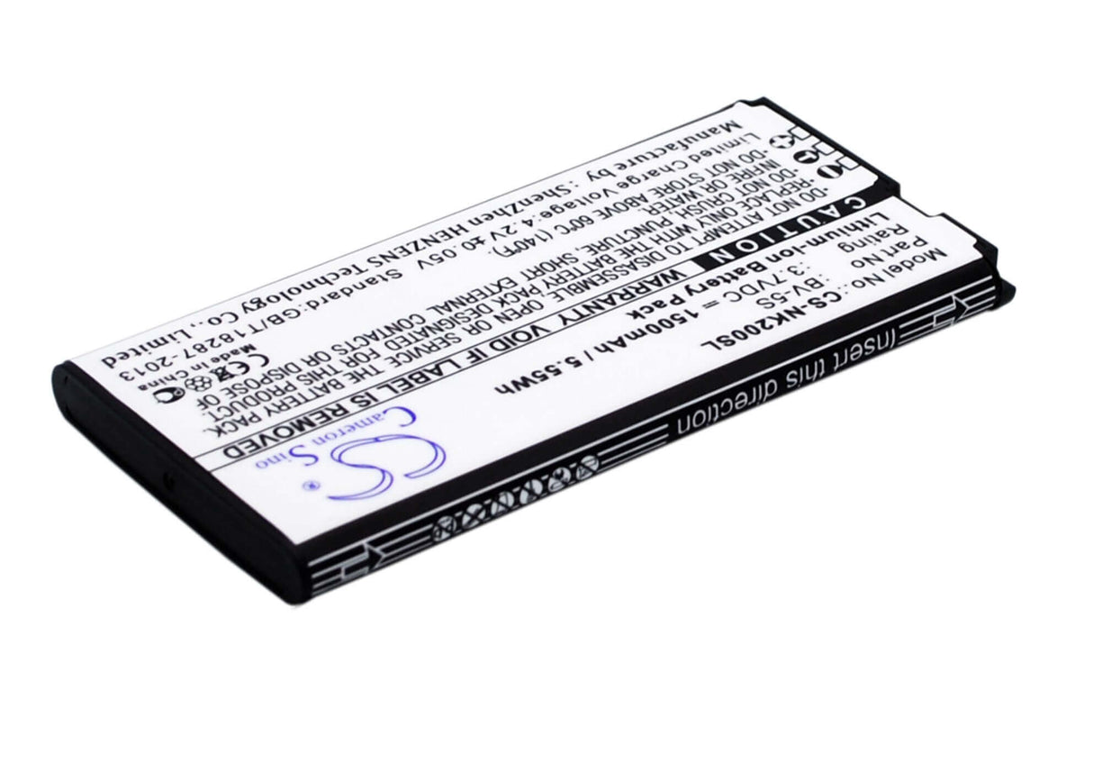 3.7V, Li-ion, 1500mAh, SmartPhone battery fits Nokia, Bv-5s, Rm-1013, X2, 5.55Wh Mobile, SmartPhone Cameron Sino Technology Limited (Suspended)