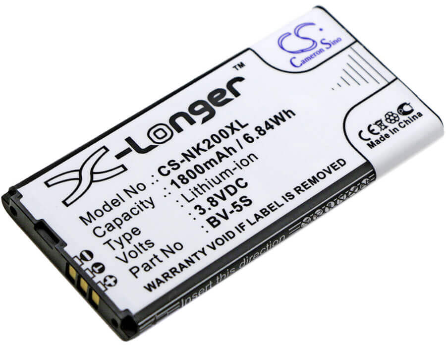 3.8V, Li-ion, 1800mAh, SmartPhone battery fits Nokia, Bv-5s, Rm-1013, X2, 6.84Wh Mobile, SmartPhone Cameron Sino Technology Limited (Smartphone)
