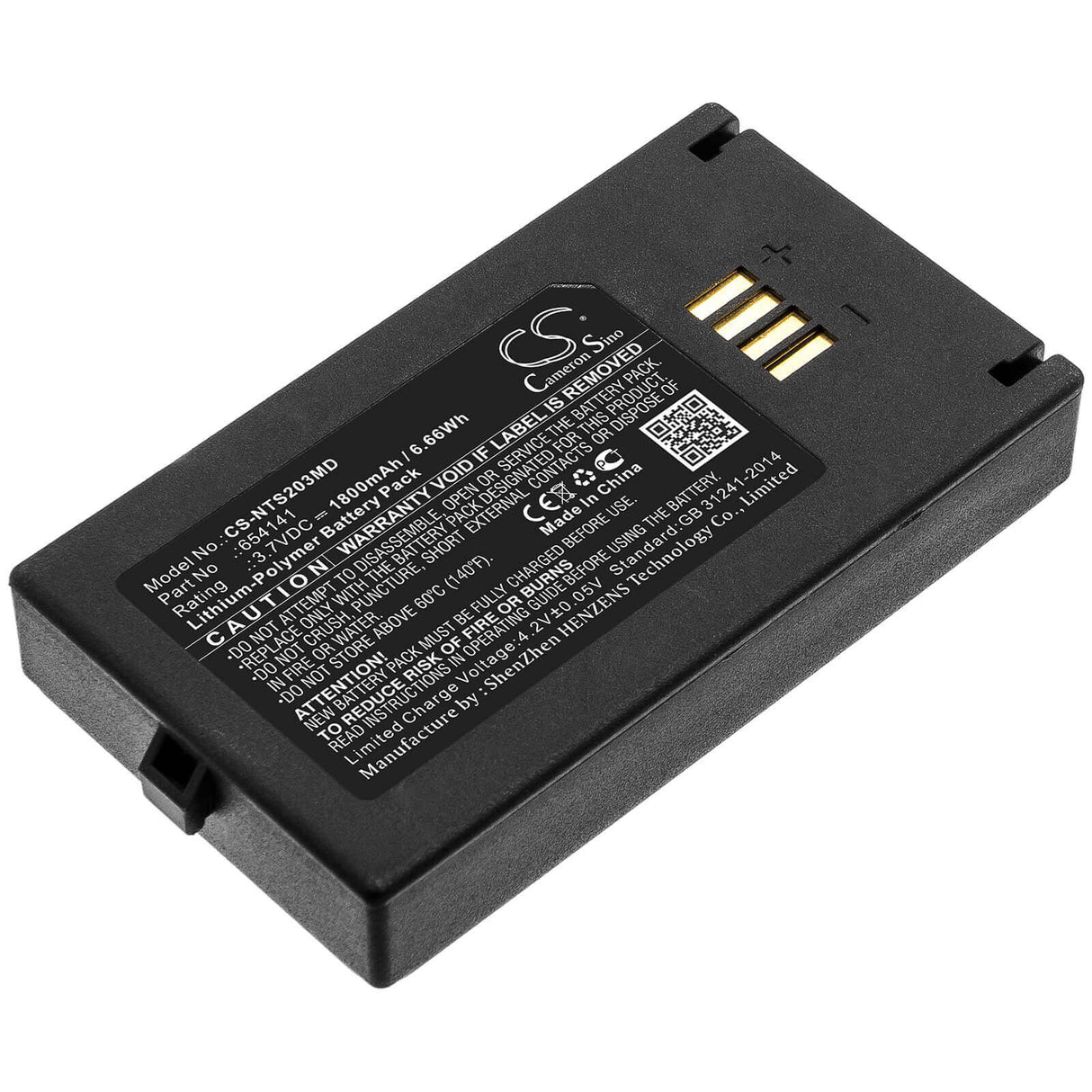3,7V, Li-Polymère, 1800mAh, Batterie médicale compatible avec Nova, 654141, Statstrip Glucomètre, Tps-2003, 6,66Wh Médical Cameron Sino Technology Limited (Médical)