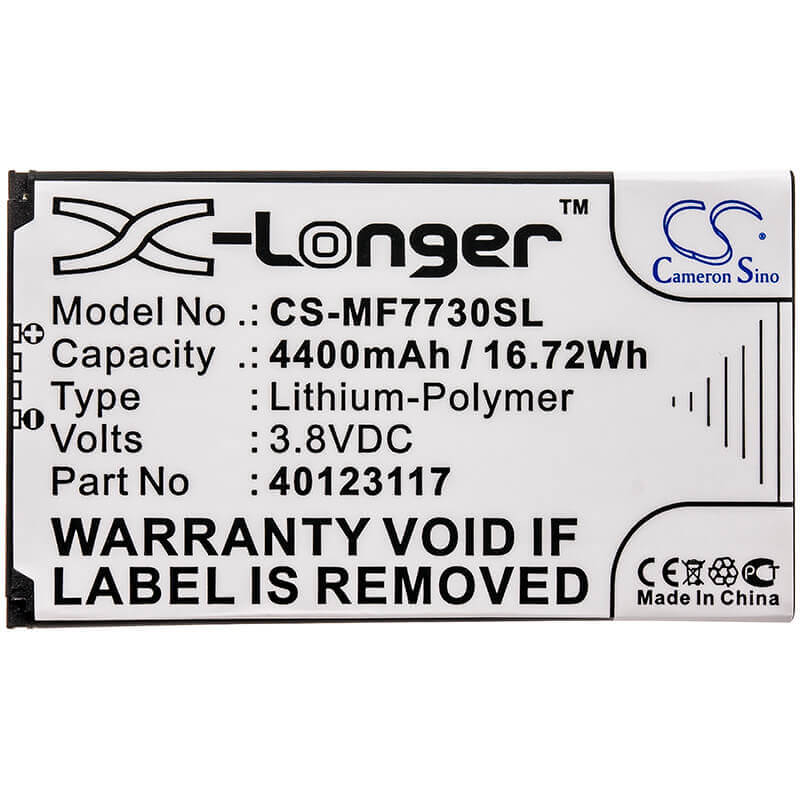 3,8V, Li-Polymer, 4400mAh, batterie Hotspot compatible avec Novatel Wireless, Verizon, 40123117, Jetpack 4g Lte, Jetpack Mifi 7730l, 16,72Wh Hotspot Cameron Sino Technology Limited