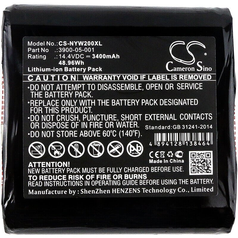 14.4V, Li-ion, 3400mAh, Equipment battery fits Noyes, 3900-05-001, W2003M, 48.96Wh Equipment, Survey, Test Cameron Sino Technology Limited